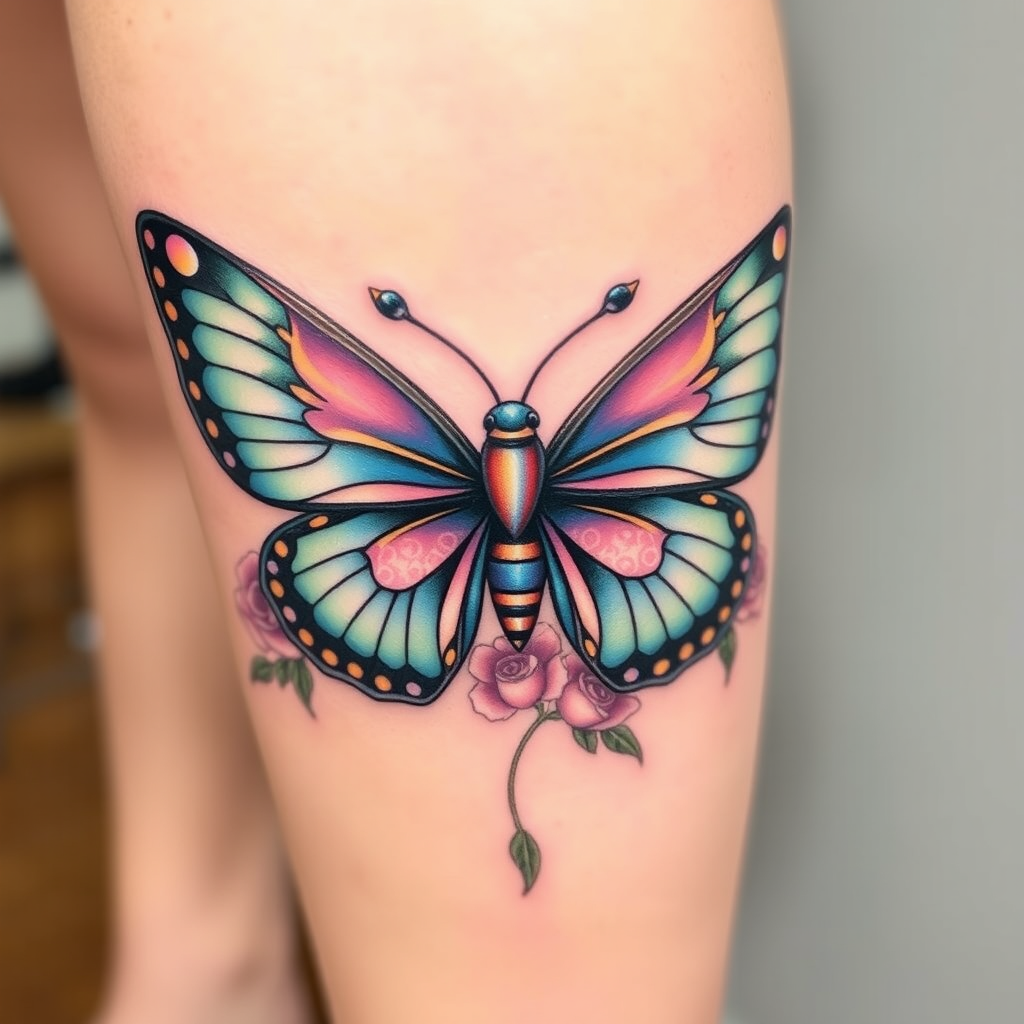 Graceful Butterfly Blossom Tattoo