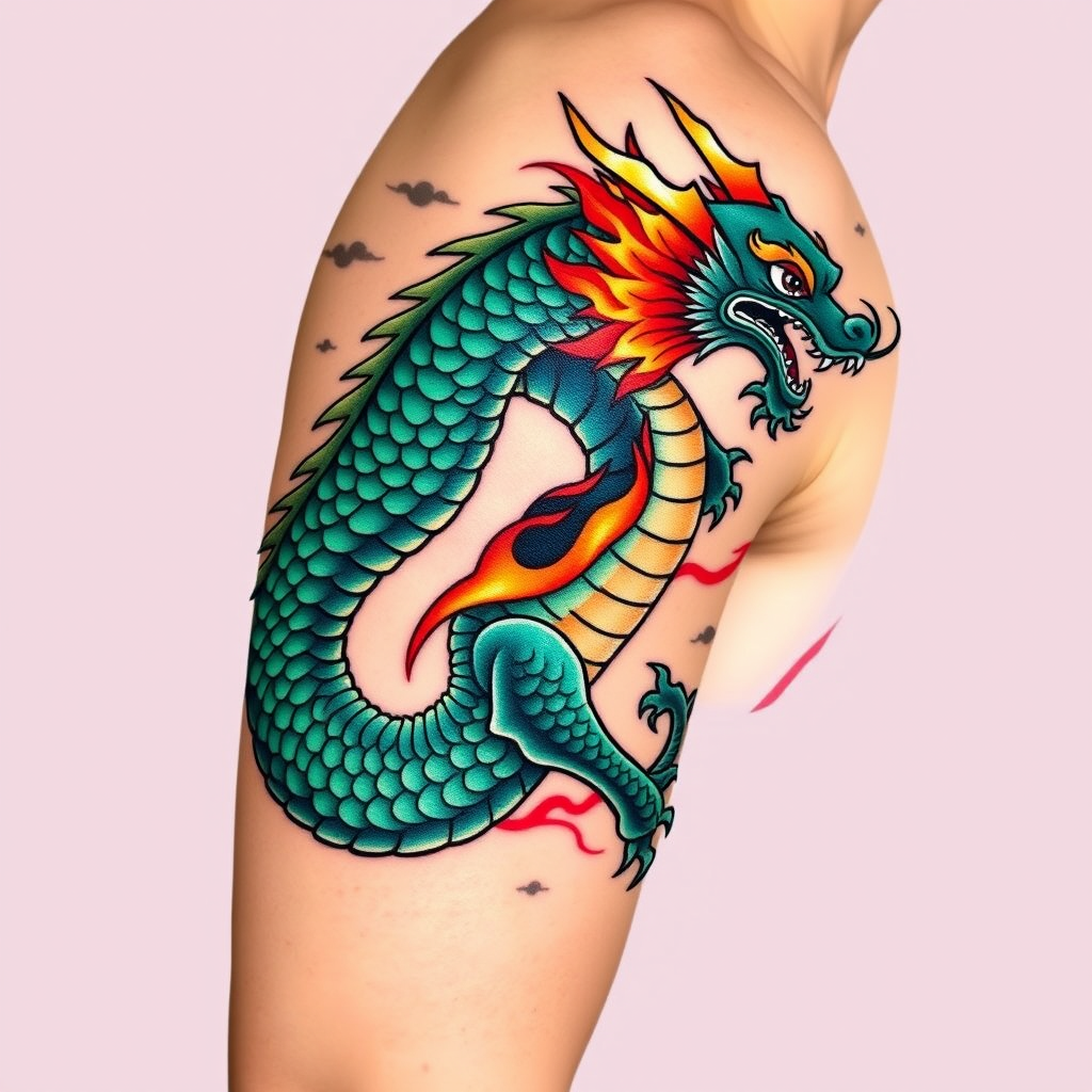 Mythic Dragon Embrace Tattoo