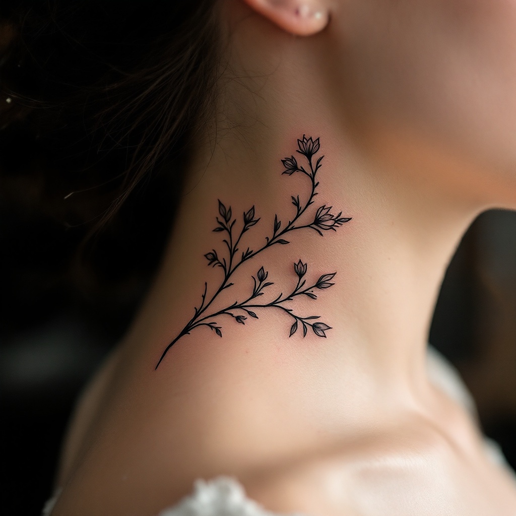 Elegant Floral Vine Tattoo