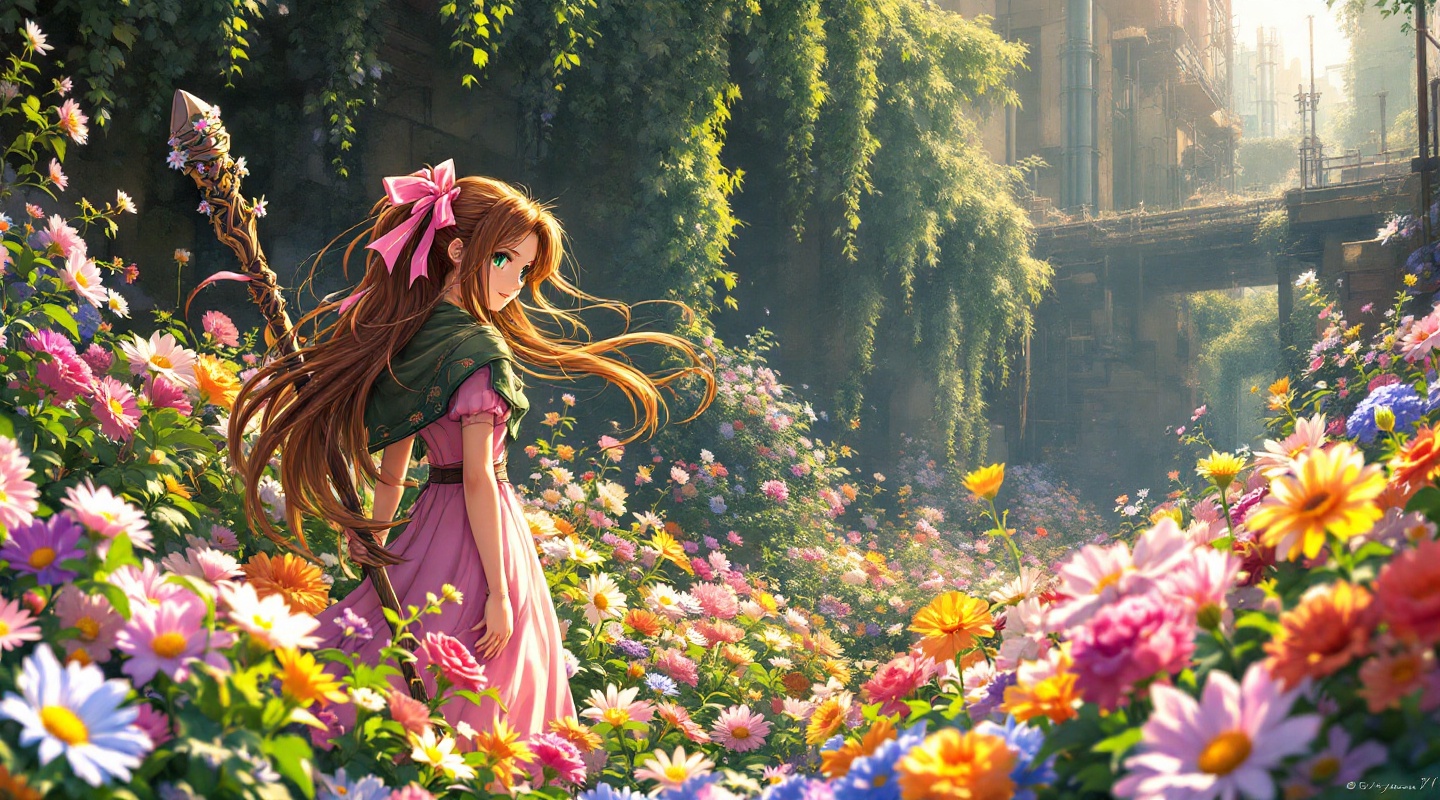 Aerith's Bloom in Gritty Shadows