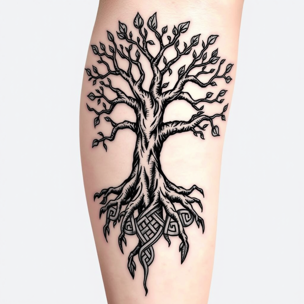 Vida Entretejida: Un Tatuaje de Árbol Céltico