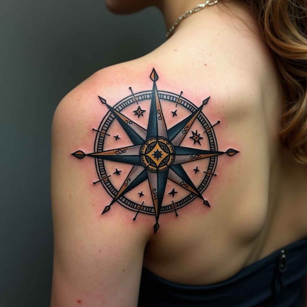 Wanderlust Compass Tattoo Design