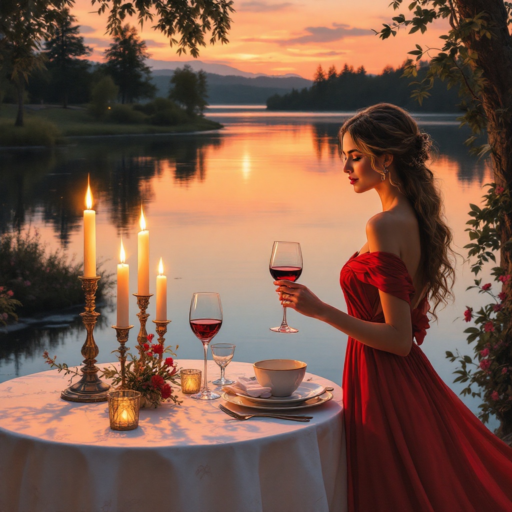 Create an image of a graceful woman in a flowing red dress,  | Создание пользователя, flux.1.1 pro | 2025-02-13