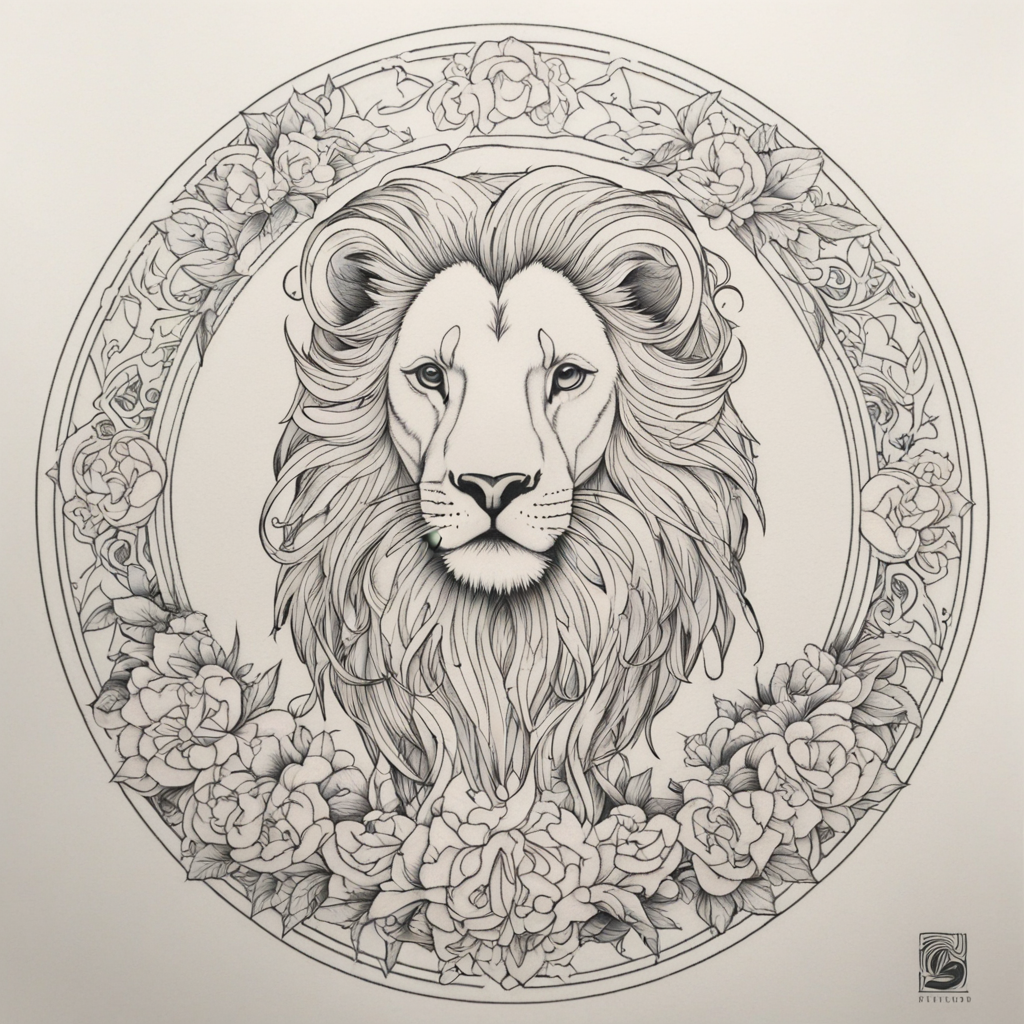 in the style of fineline tattoo, with a tattoo of loin