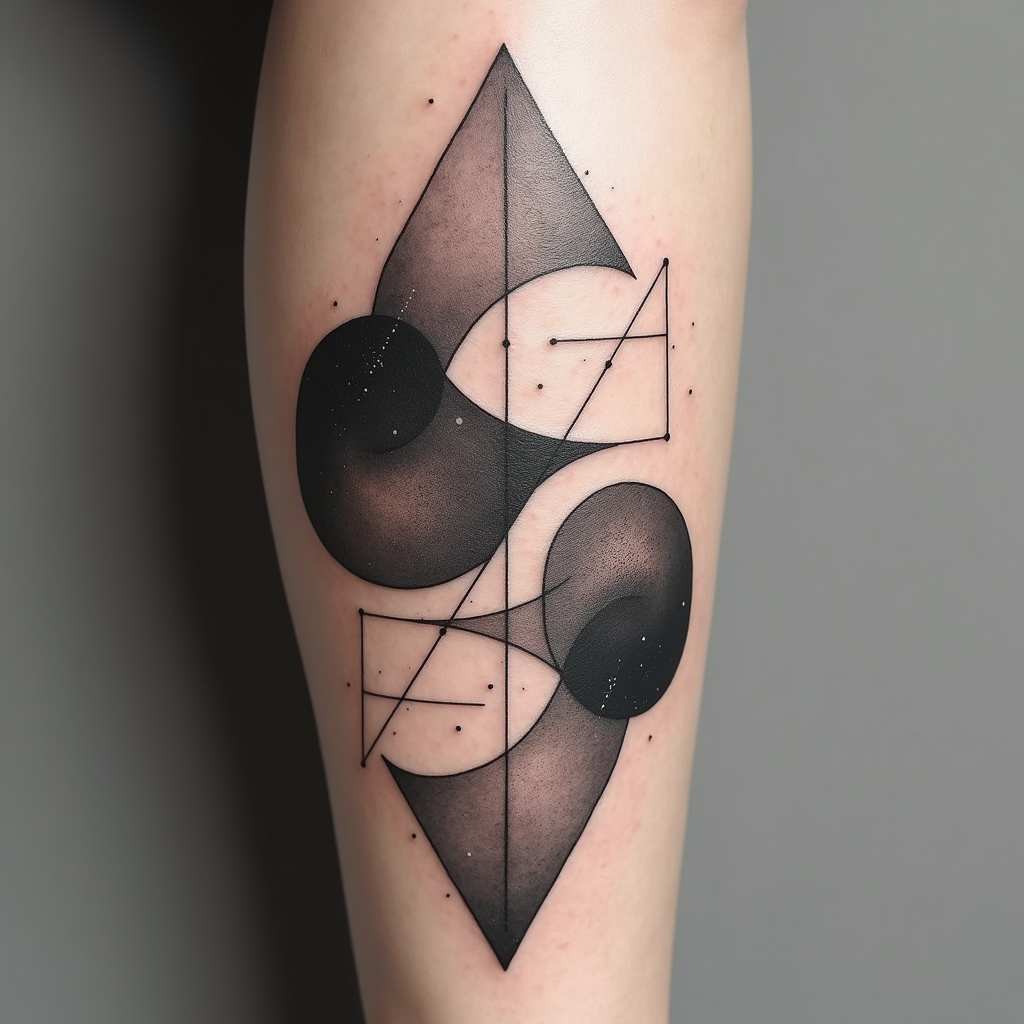 Geometric Harmony: Leg Tattoo Design