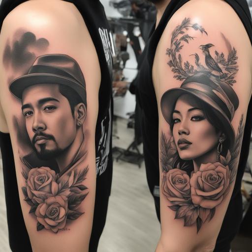 in the style of realism tattoo, with a tattoo of tattoo abou