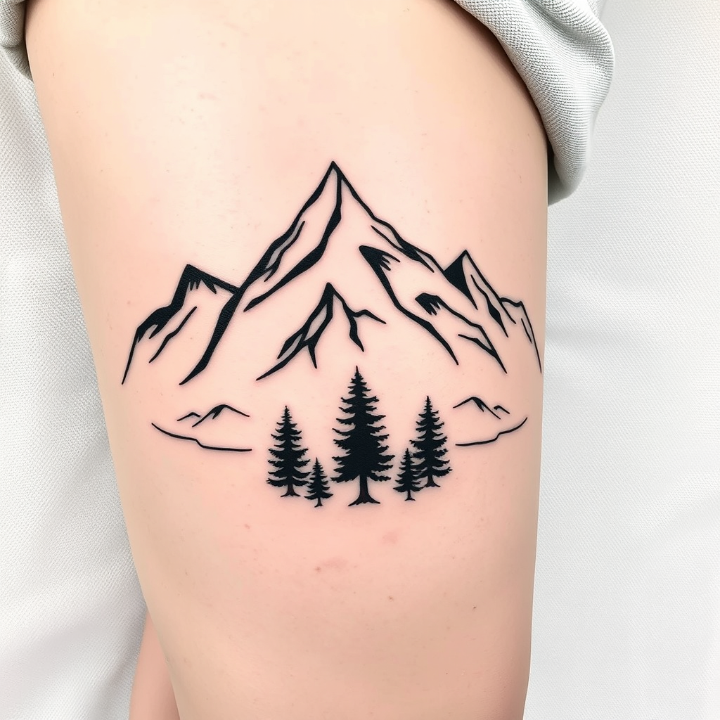 Serene Peaks: Minimalist Tattoo