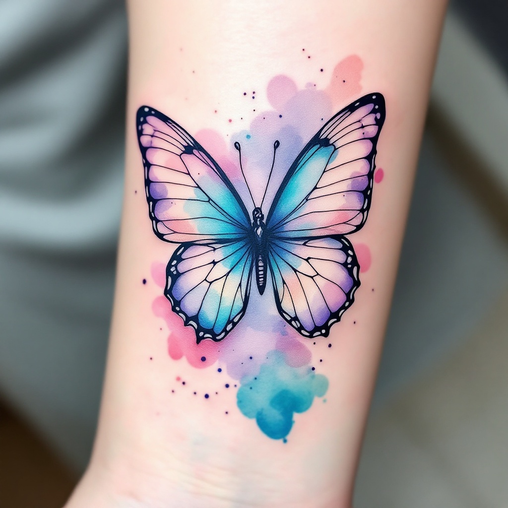 Serene Butterfly Splash Tattoo