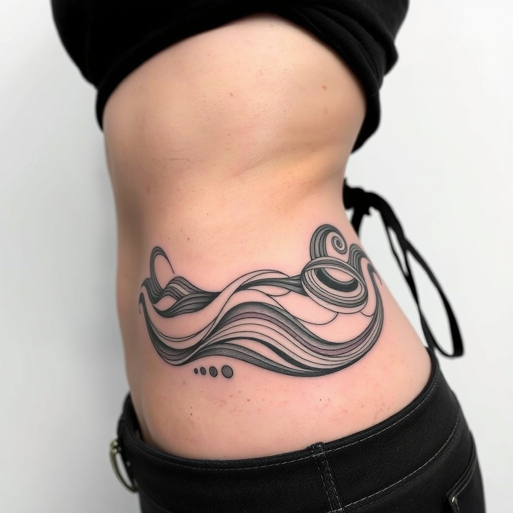 Fluid Resilience: Abstract Wave Tattoo