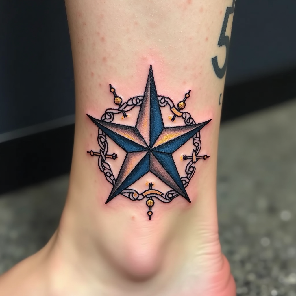 Nautical Star Ankle Tattoo