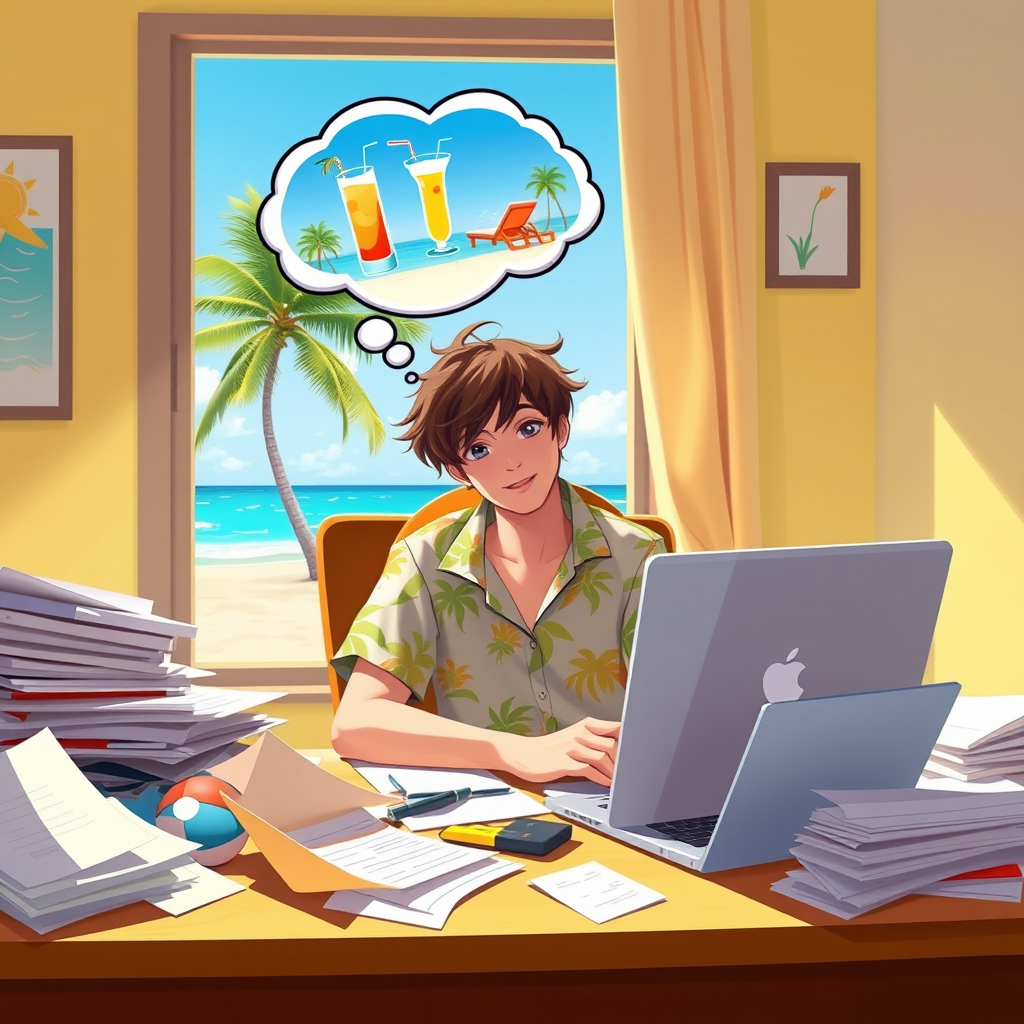 Desk Dreams: Beach Bliss Escape