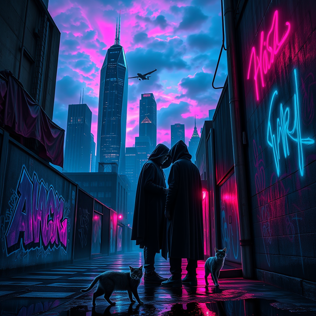 Neon Secrets in Shadowed Alley