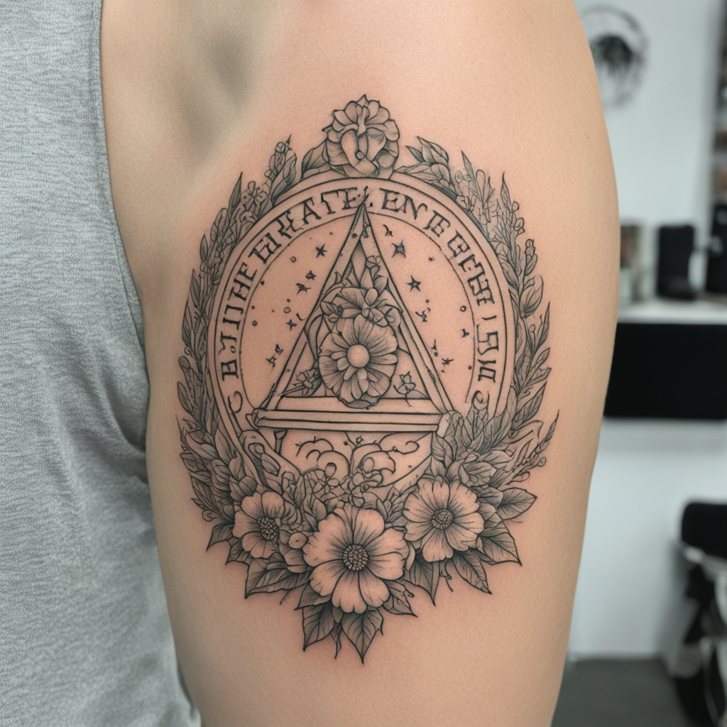 in the style of fineline tattoo, with a tattoo of Ich hätte 