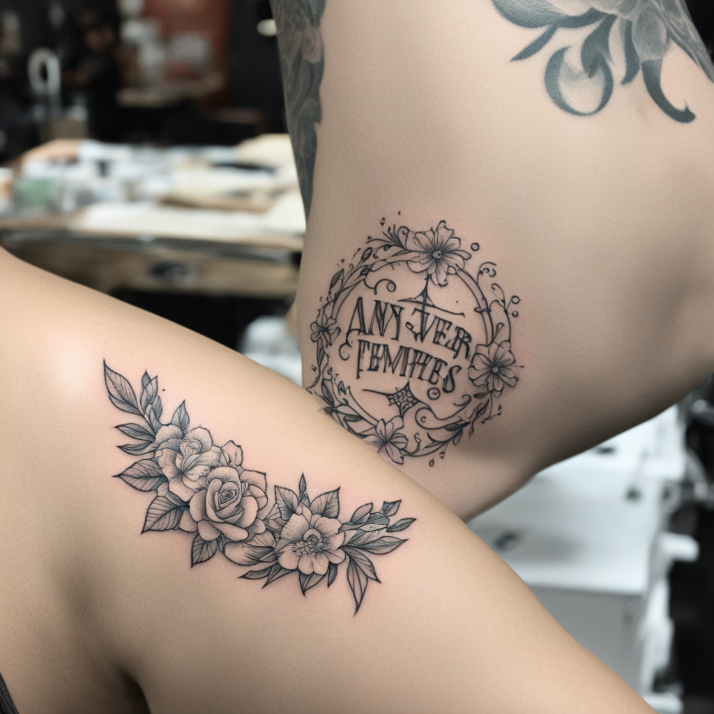 in the style of fineline tattoo, with a tattoo of I want a t
