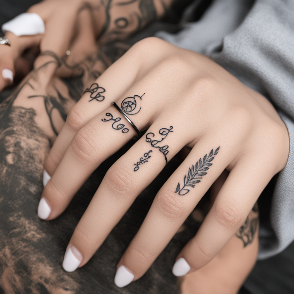 in the style of kleine tattoo, with a tattoo of Tatuaje en e