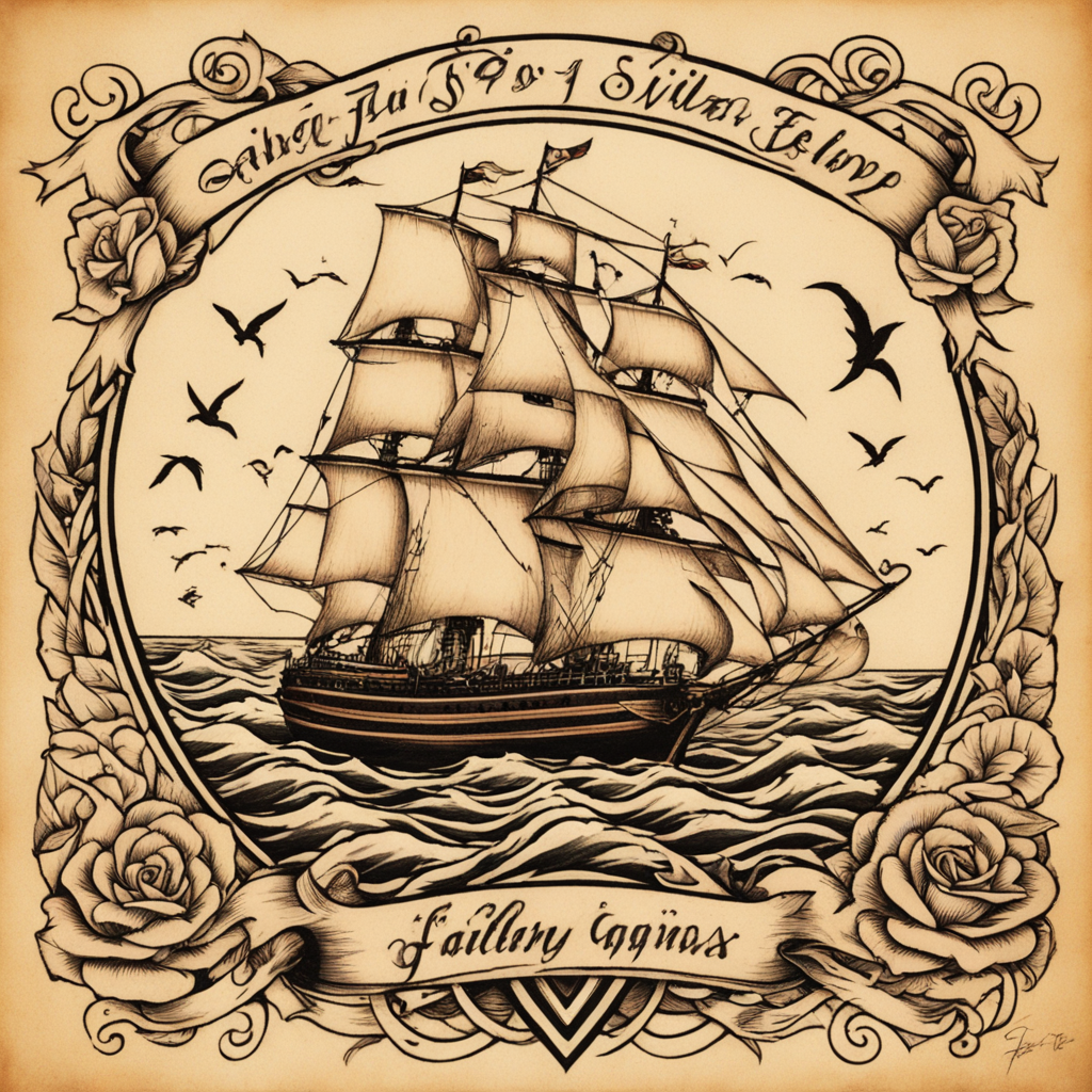 in the style of sailor jerry tattoo, with a tattoo of FAZER 