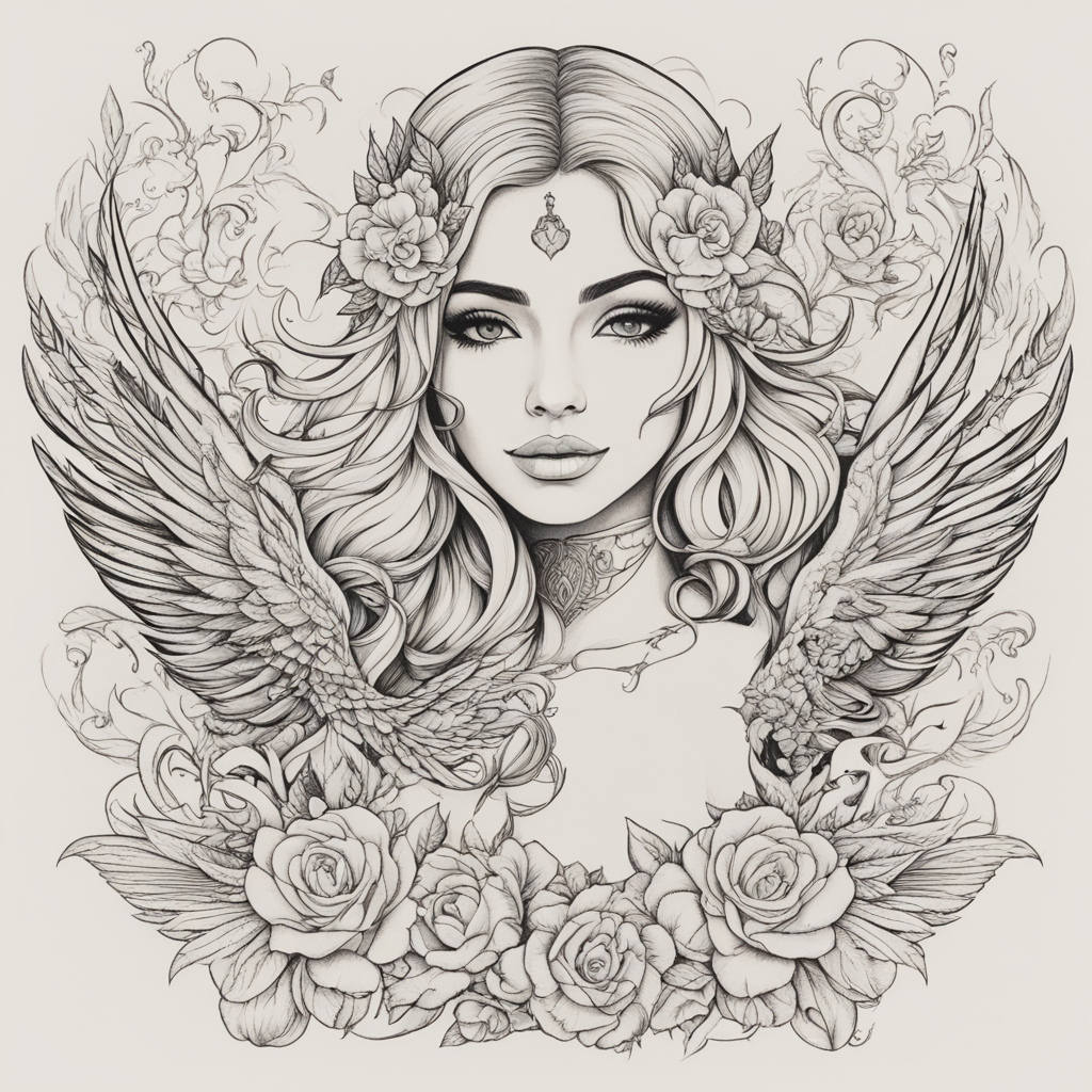 in the style of phoenix, with a tattoo of Gabriela