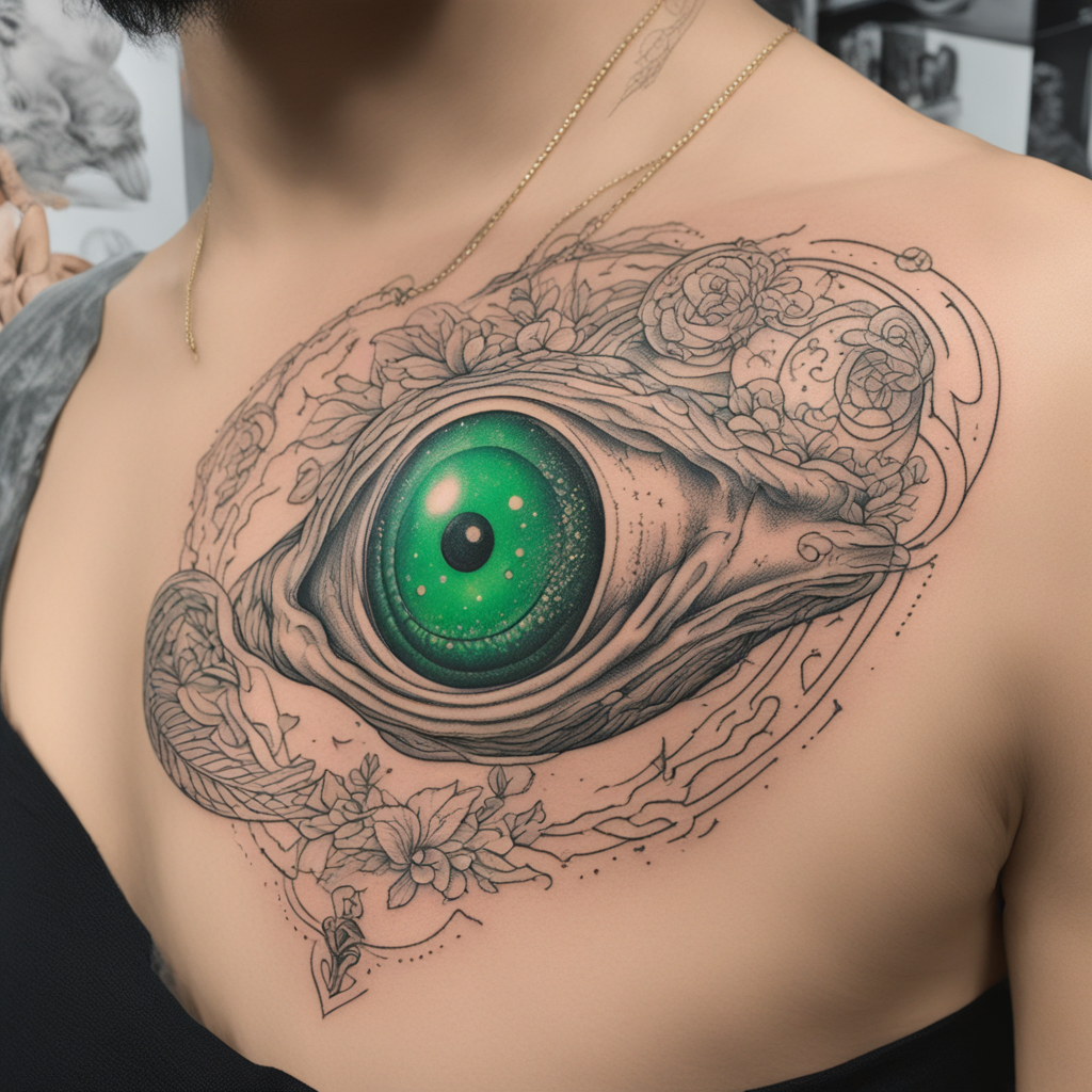 in the style of fineline tattoo, with a tattoo of um e.t ver