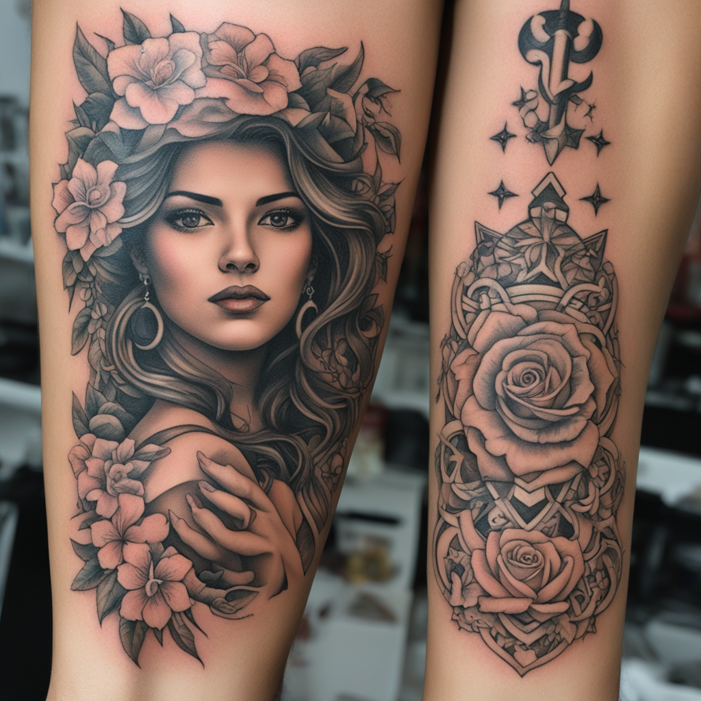 in the style of 3D tatoo, with a tattoo of mi nombre es jhov
