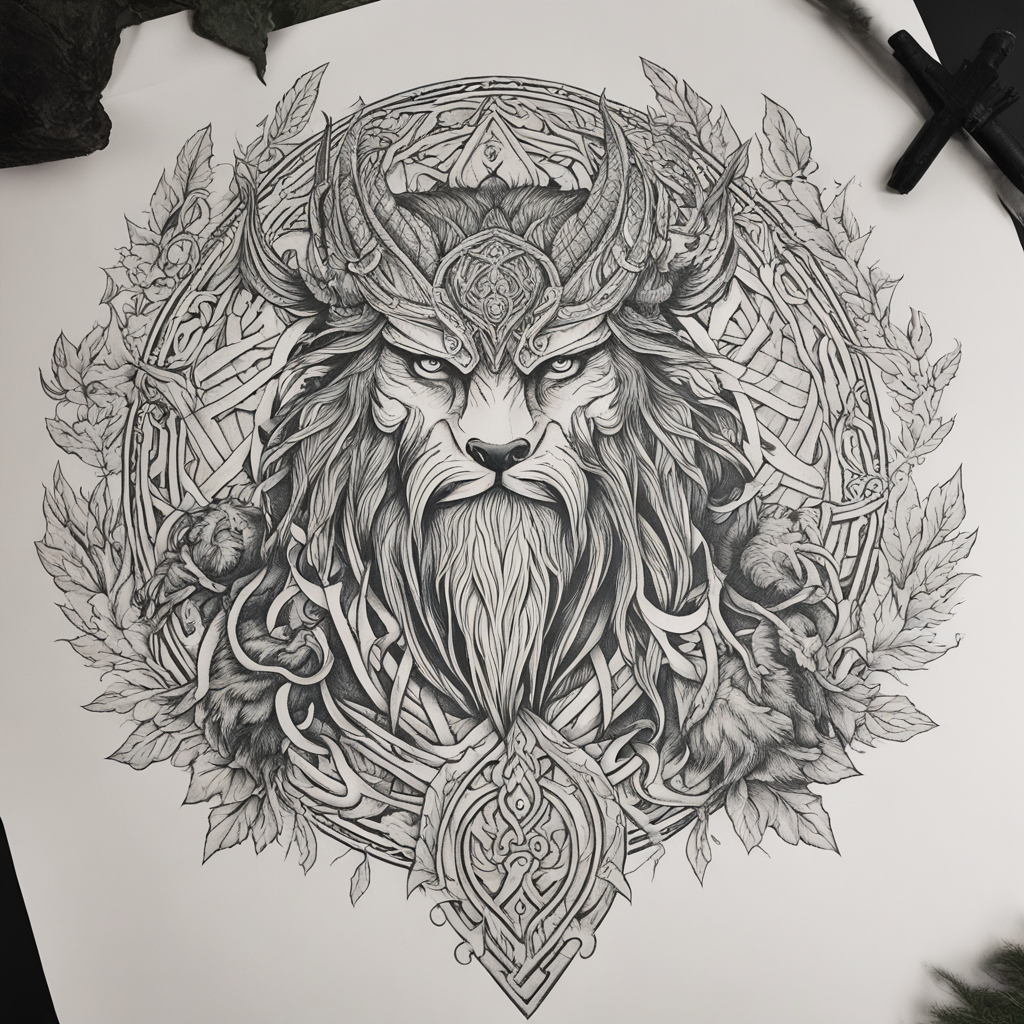 in the style of back tattoos, with a tattoo of ✅ The berserk