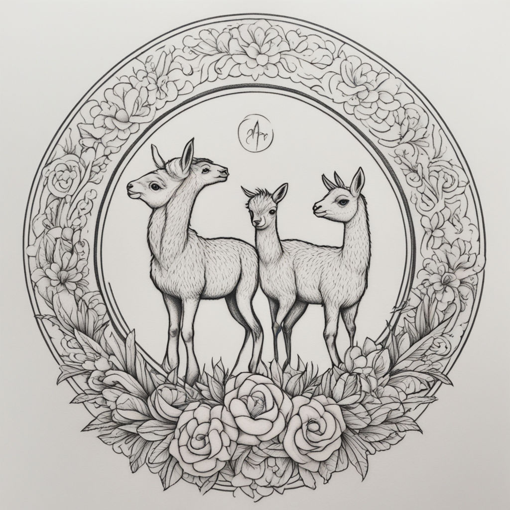 in the style of fineline tattoo, with a tattoo of Dulce llam