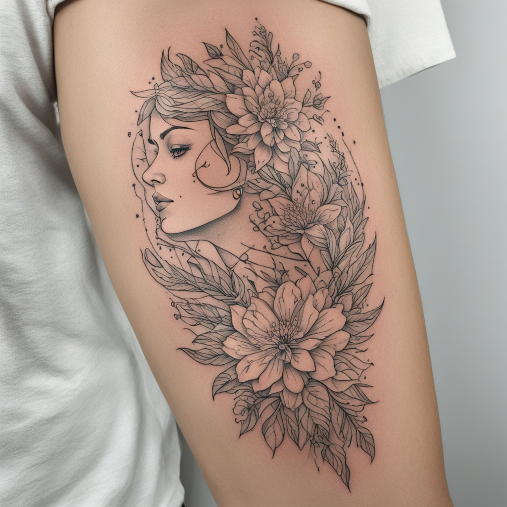 in the style of fineline tattoo, with a tattoo of Jorge Fern