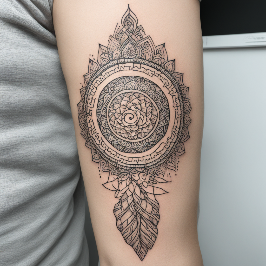 in the style of fineline tattoo, with a tattoo of Omuz Başla