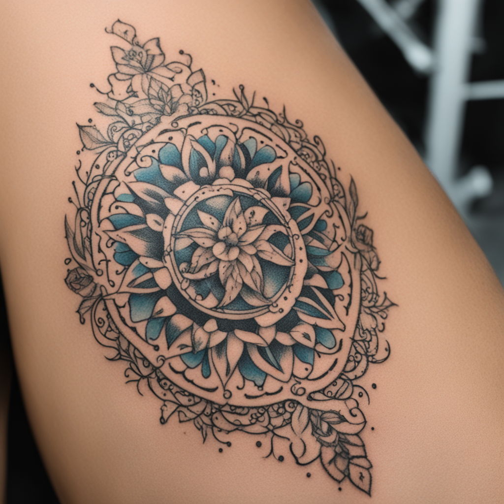 in the style of kleine tattoo, with a tattoo of Pedro August