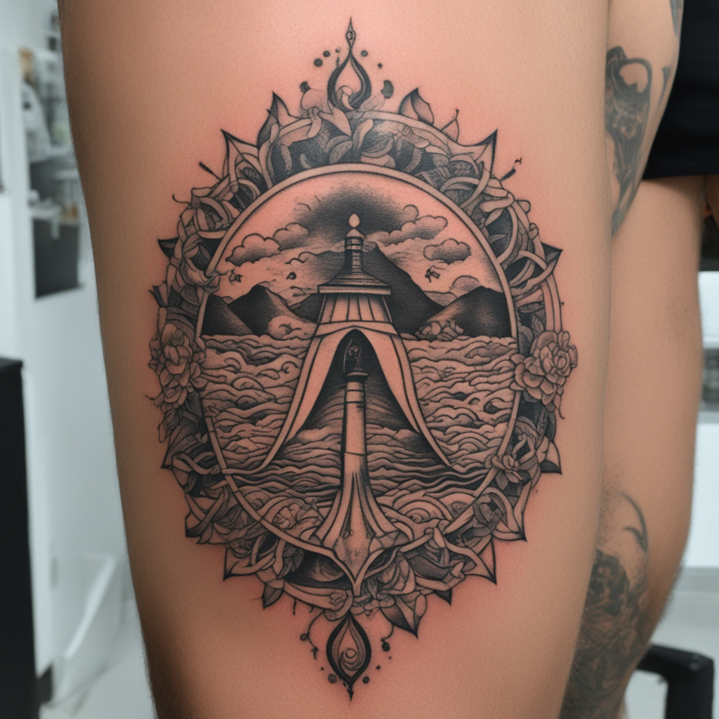 in the style of ignorant tattoo, with a tattoo of Pedro Augu