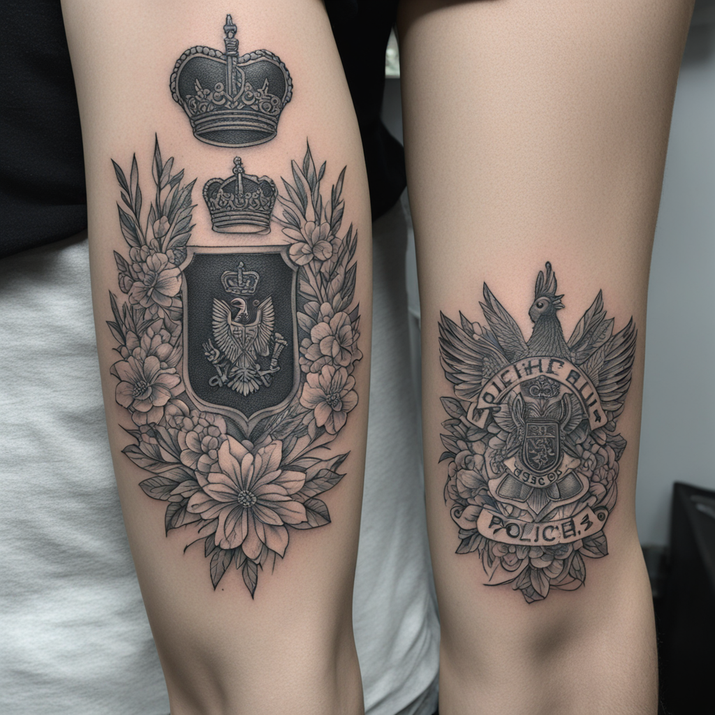 in the style of fineline tattoo, with a tattoo of Polish pol