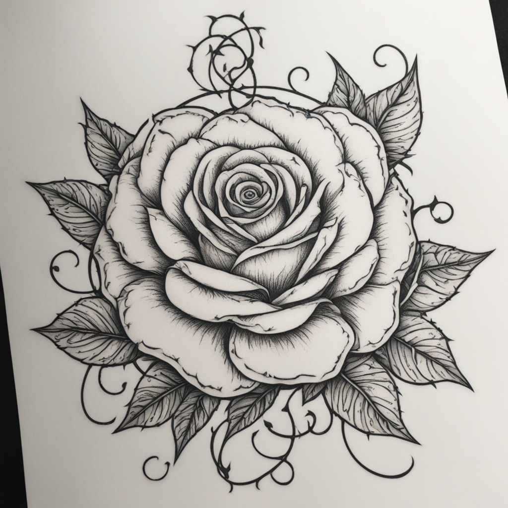 in the style of fineline tattoo, with a tattoo of masculine 
