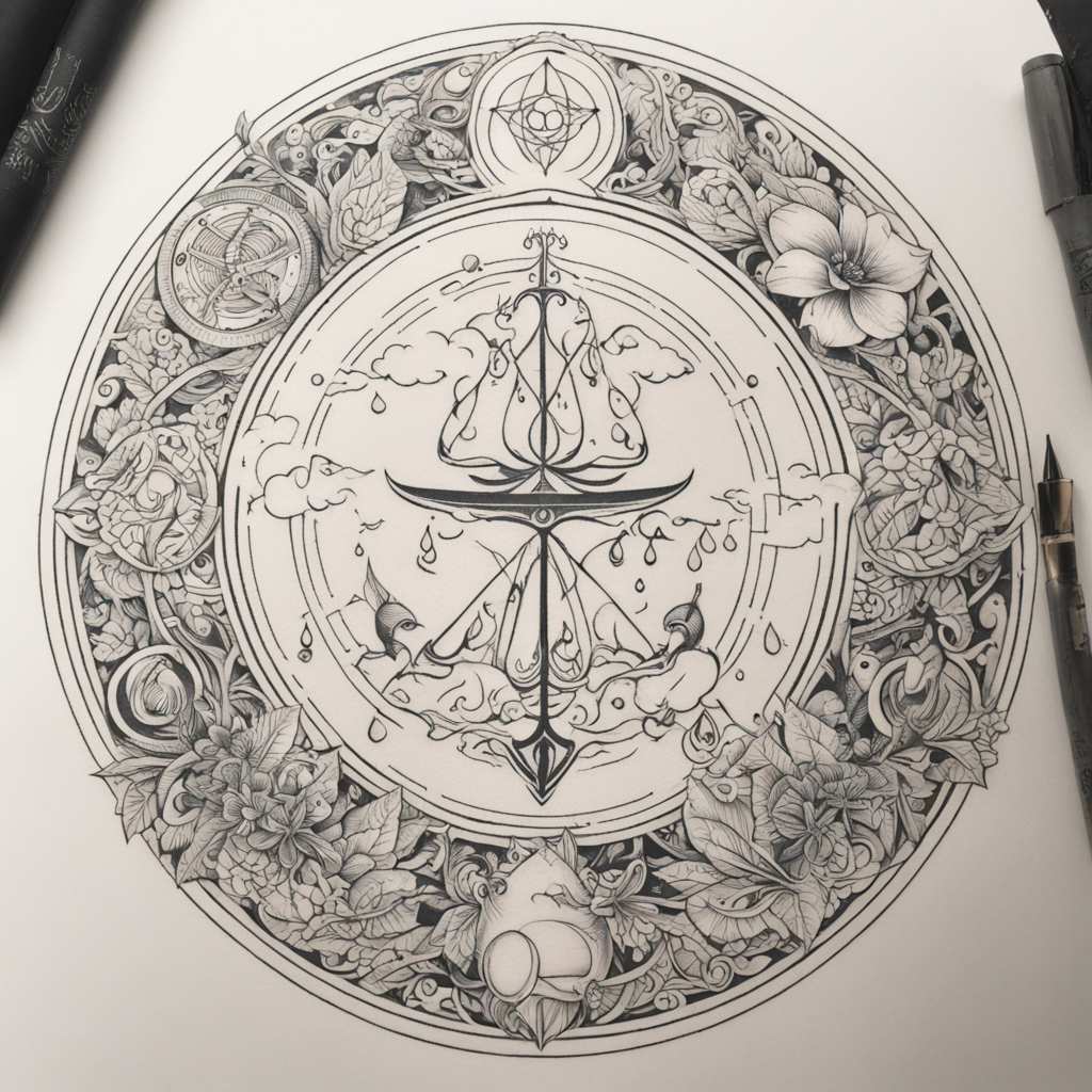 in the style of fineline tattoo, with a tattoo of Tattoo inv