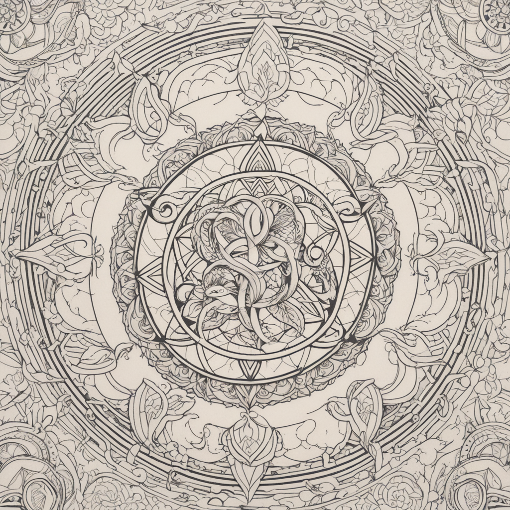 in the style of geometric tattoo, with a tattoo of Snake wit