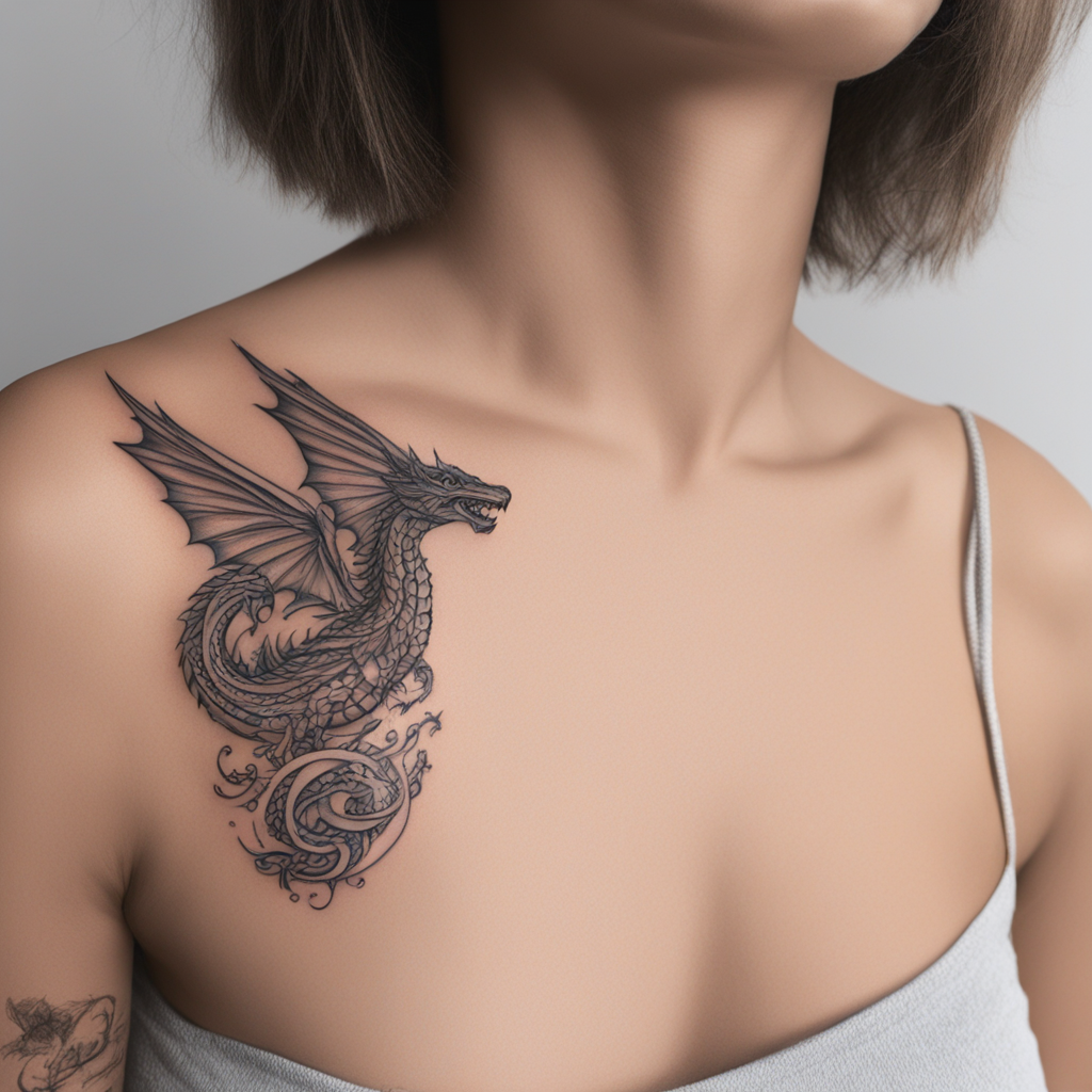 in the style of kleine tattoo, with a tattoo of Uma tatuagem