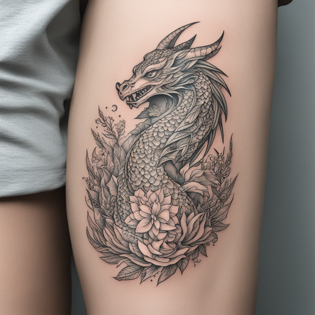 in the style of fineline tattoo, with a tattoo of Uma tatuag
