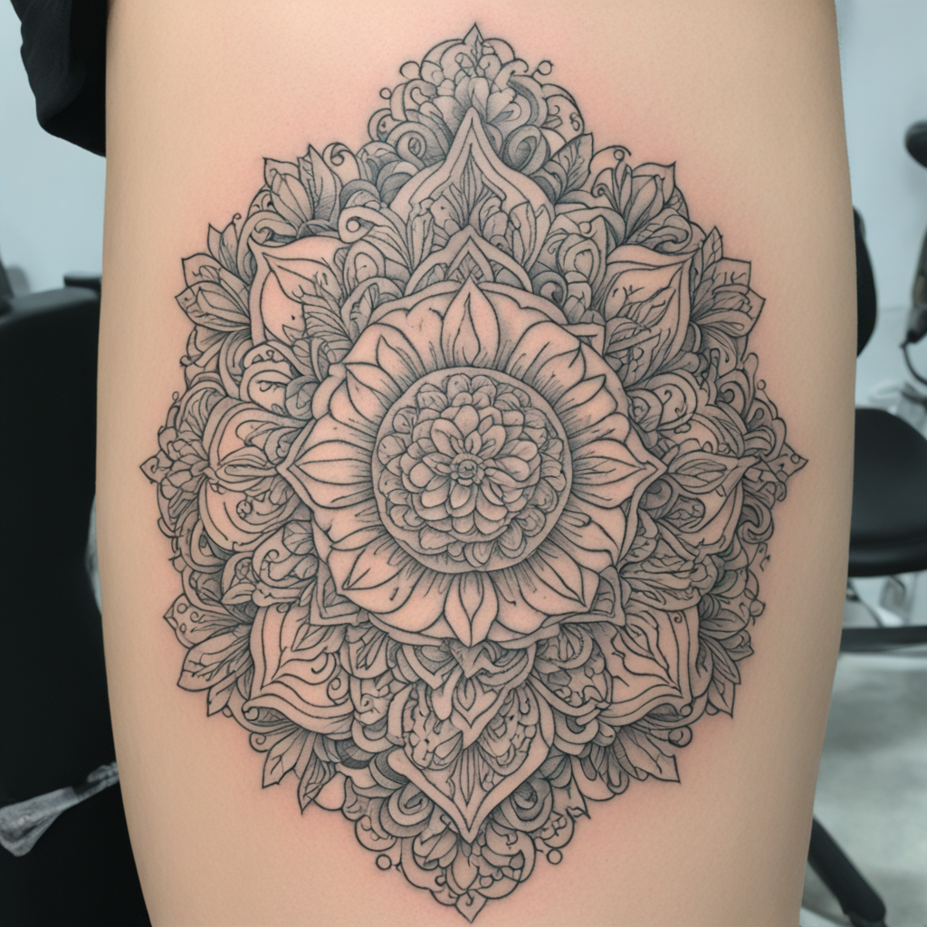 in the style of fineline tattoo, with a tattoo of Cover up