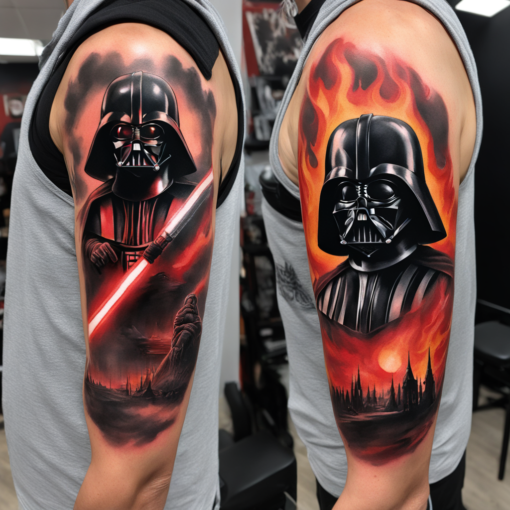 in the style of fineline tattoo, with a tattoo of realistic 
