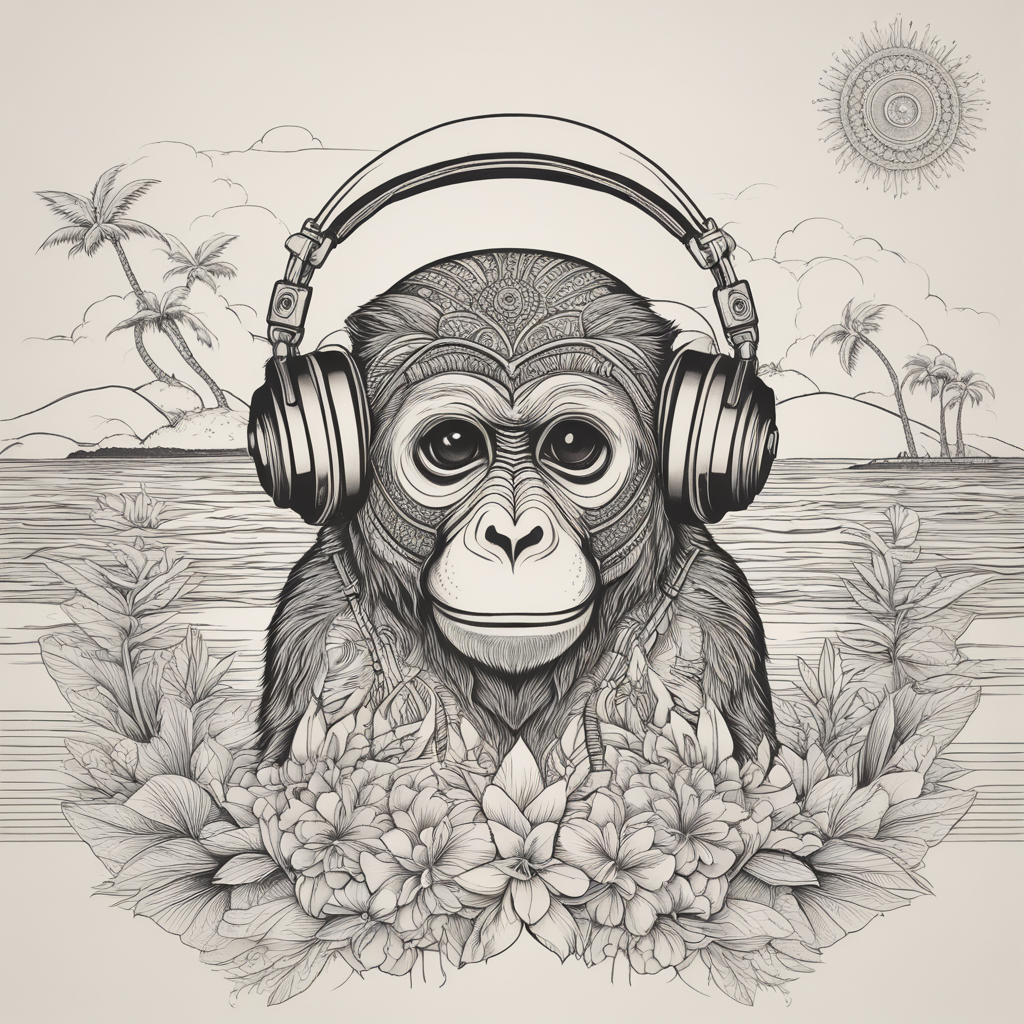 in the style of fineline tattoo, with a tattoo of un singe q