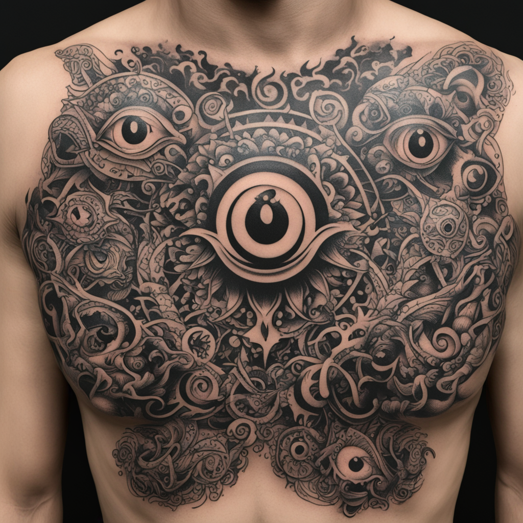 in the style of arm tattoos, with a tattoo of a huge number 