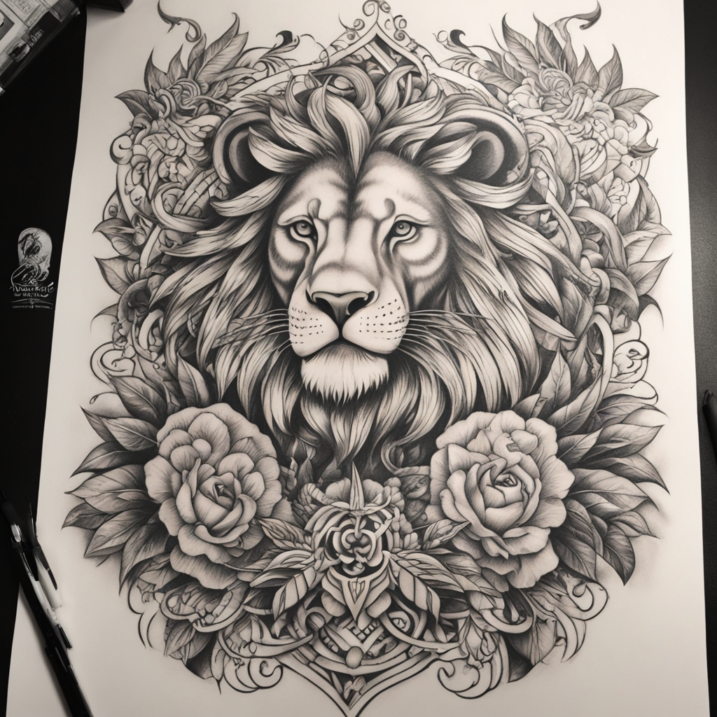 in the style of chicano tattoo, with a tattoo of A design of