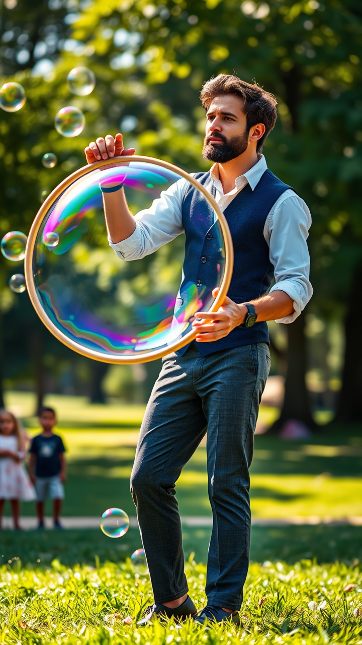 Master soap bubble performer