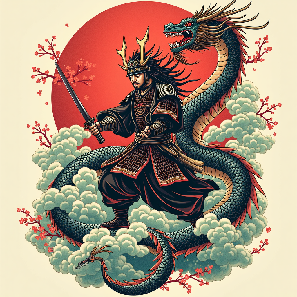 Peça de Costas - Samurai e Dragão